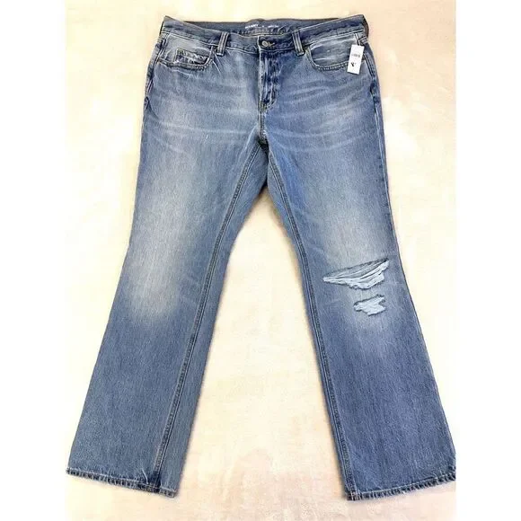 Old Navy Jeans Women’s 14 Low Rise Bootcut Blue‎ Distressed NWT Retro Y2K Cotton - Picture 2 of 8